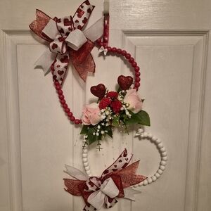 Valentine's Day Heart Wreath with Red and White Accents